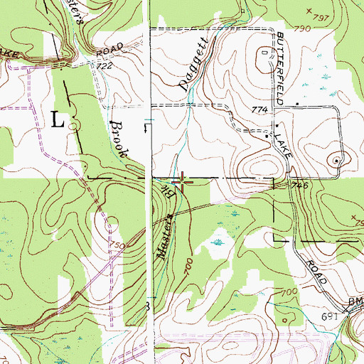 Topographic Map of Daggett Brook, ME