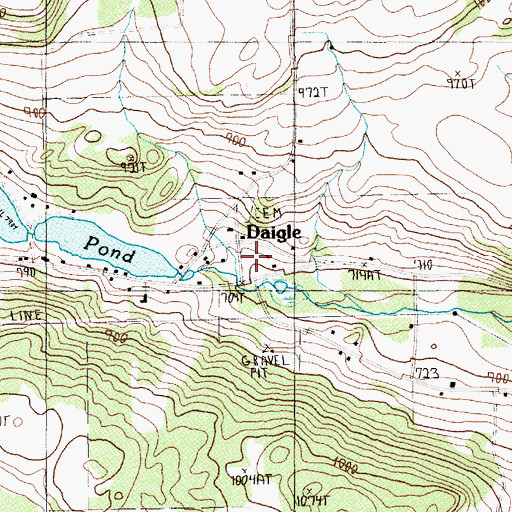 Topographic Map of Daigle, ME