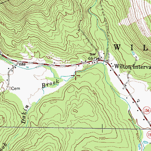 Topographic Map of Dakin Brook, ME