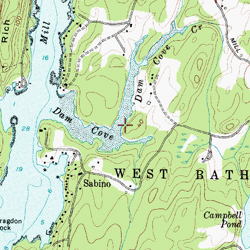 Topographic Map of Dam Cove Creek, ME