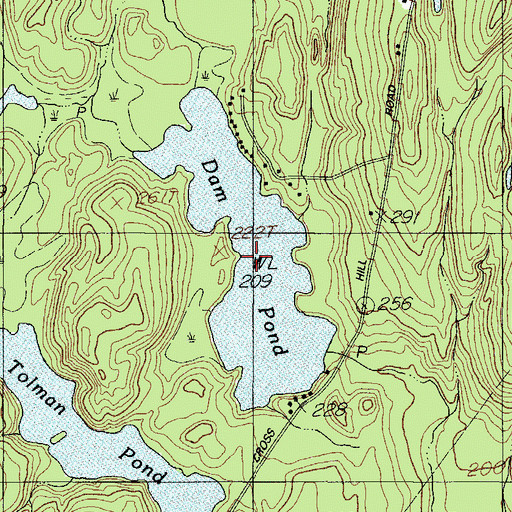 Topographic Map of Dam Pond, ME