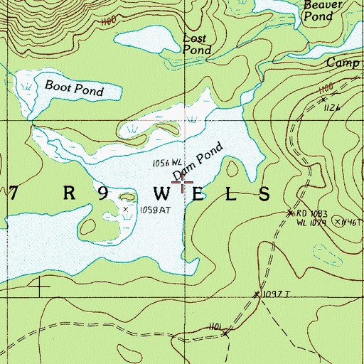Topographic Map of Dam Pond, ME