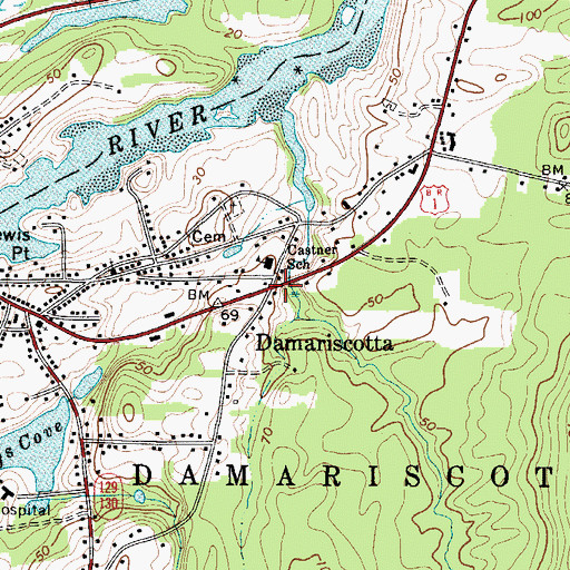 Topographic Map of Damariscotta, ME