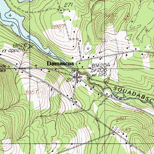 Topographic Map of Damascus, ME