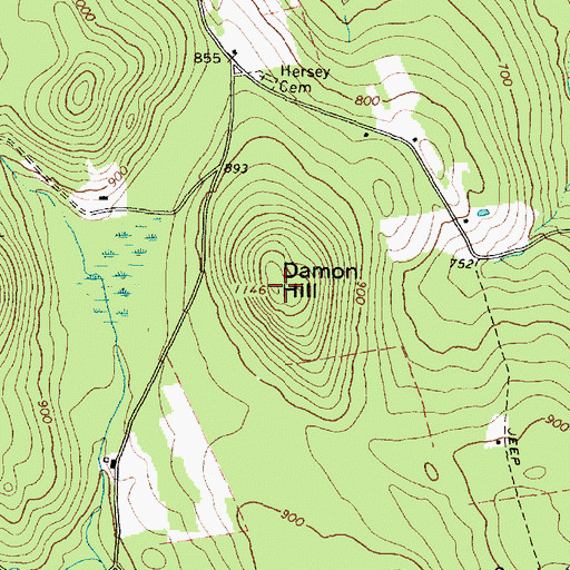 Topographic Map of Damon Hill, ME