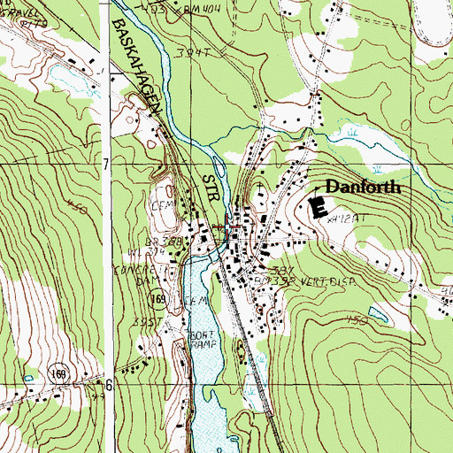 Topographic Map of Danforth, ME