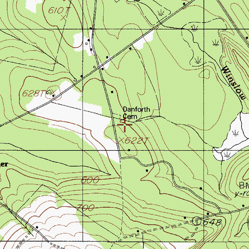 Topographic Map of Danforth Cemetery, ME