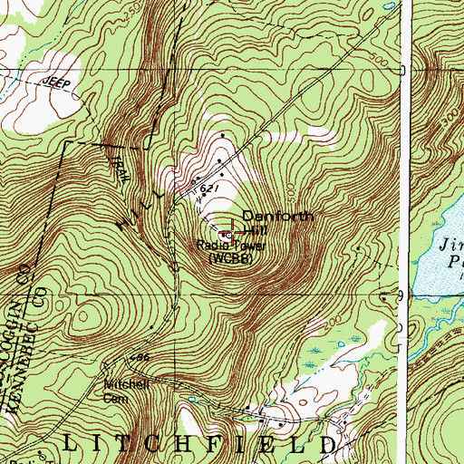 Topographic Map of Danforth Hill, ME