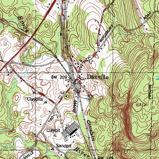 Topographic Map of Danville, ME