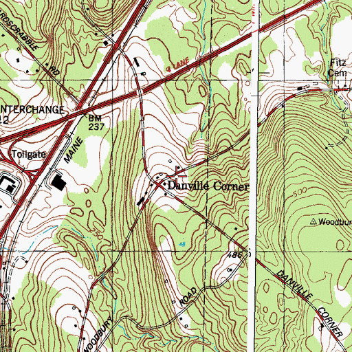 Topographic Map of Danville Corner, ME