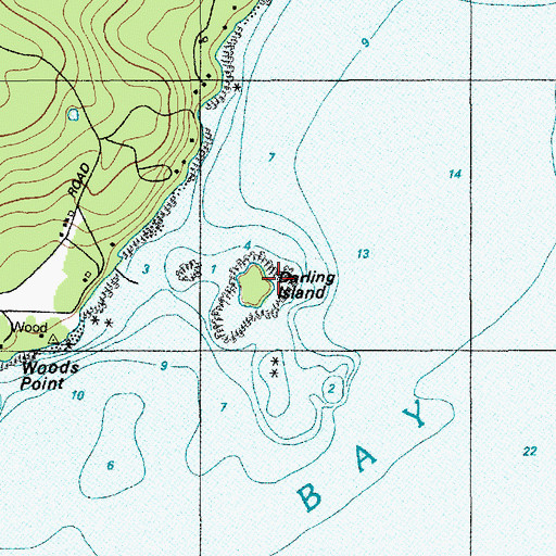 Topographic Map of Darling Island, ME
