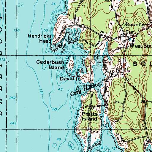Topographic Map of David Island, ME
