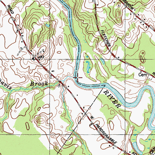 Topographic Map of Davis Brook, ME
