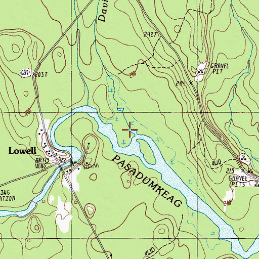 Topographic Map of Davis Brook, ME