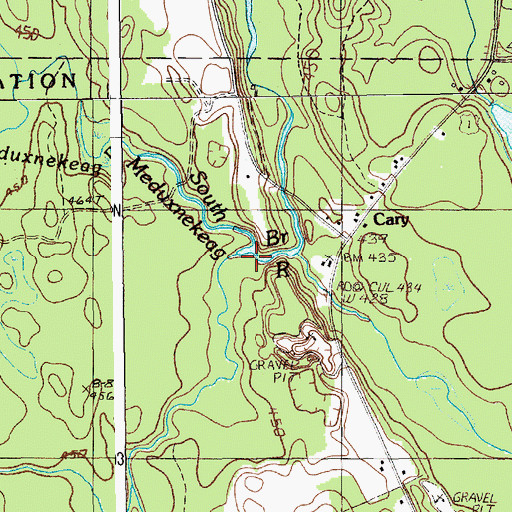 Topographic Map of Davis Brook, ME