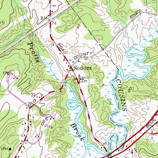Topographic Map of Davis Cemetery, ME
