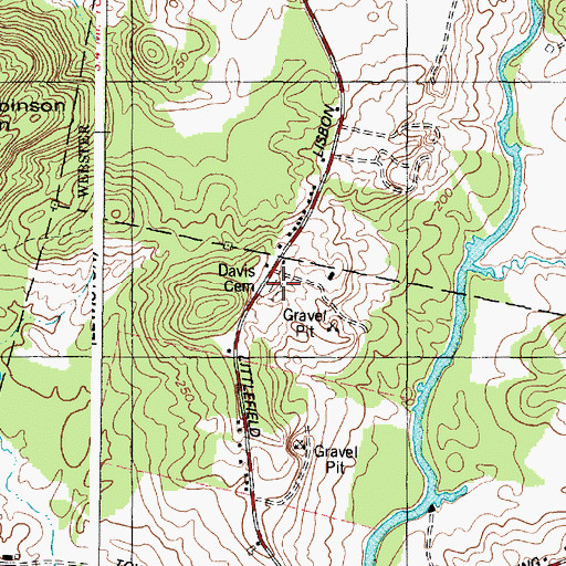 Topographic Map of Davis Cemetery, ME