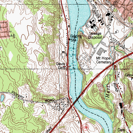 Topographic Map of Davis Cemetery, ME