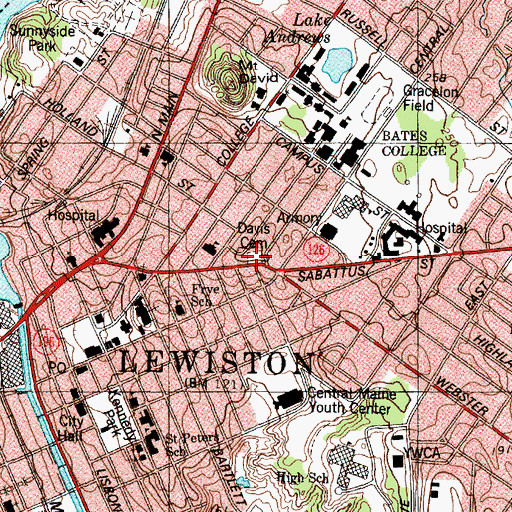 Topographic Map of Davis Cemetery, ME