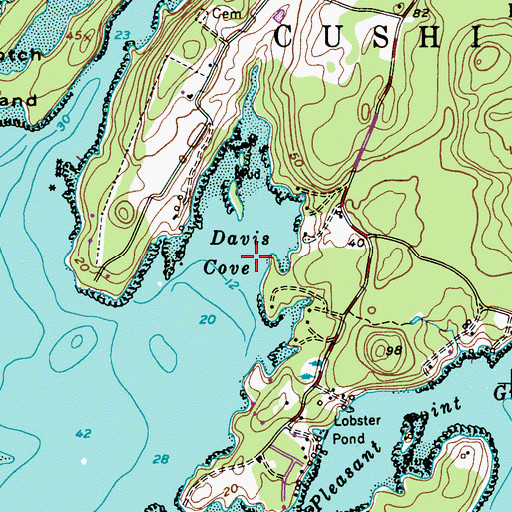 Topographic Map of Davis Cove, ME