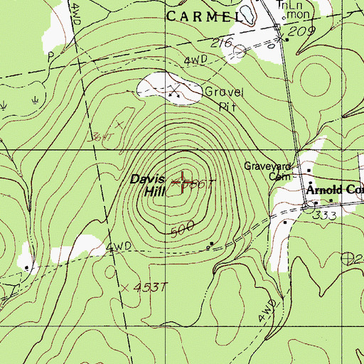 Topographic Map of Davis Hill, ME