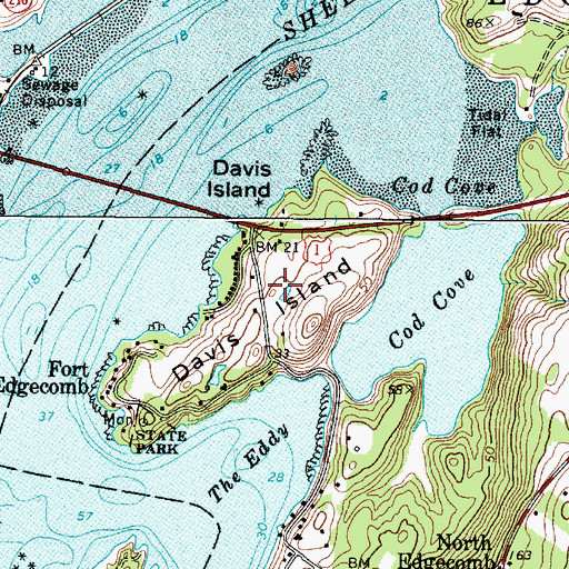 Topographic Map of Davis Island, ME