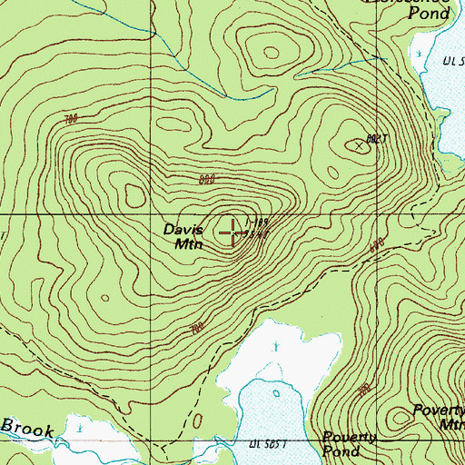 Topographic Map of Davis Mountain, ME