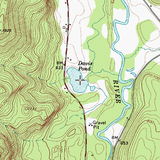 Topographic Map of Davis Pond, ME