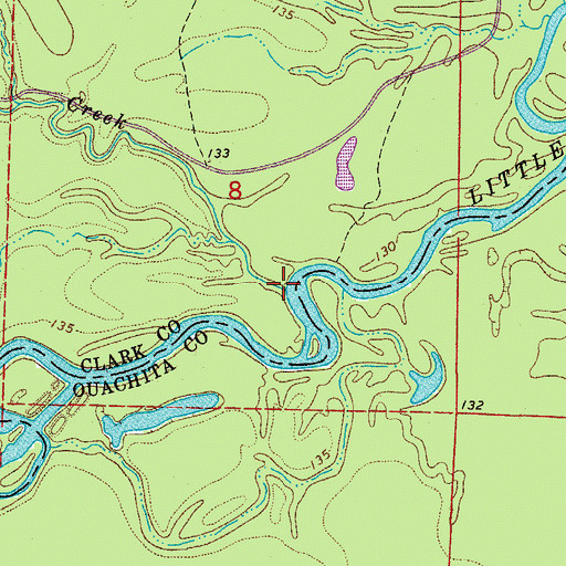Topographic Map of Wolf Creek, AR