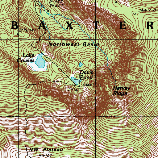 Topographic Map of Davis Pond, ME