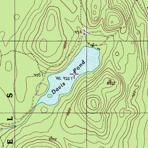 Topographic Map of Davis Pond, ME