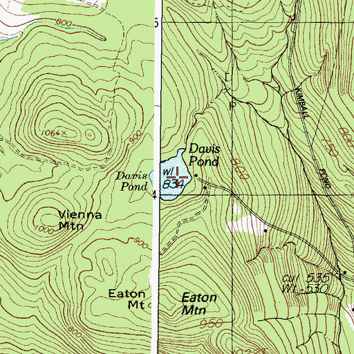 Topographic Map of Davis Pond, ME