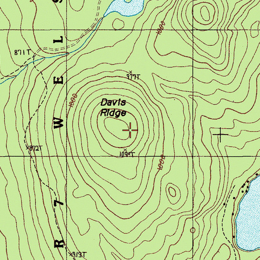 Topographic Map of Davis Ridge, ME