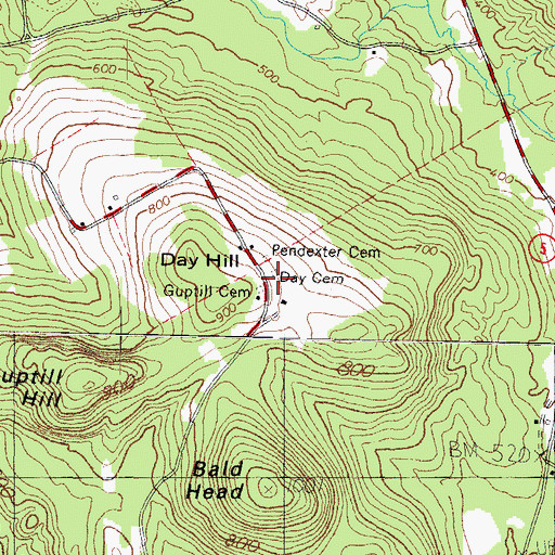 Topographic Map of Day Cemetery, ME