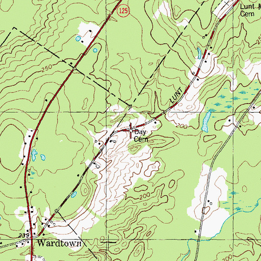 Topographic Map of Day Cemetery, ME
