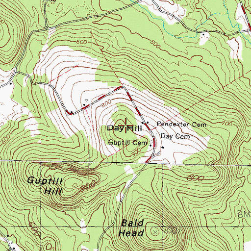 Topographic Map of Day Hill, ME