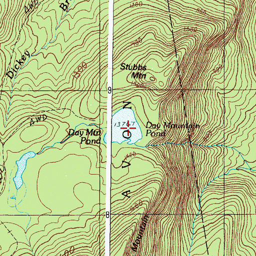 Topographic Map of Day Mountain Pond, ME