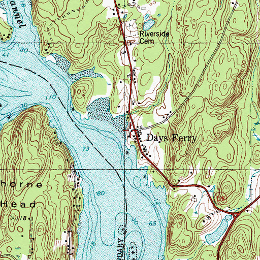 Topographic Map of Days Ferry, ME