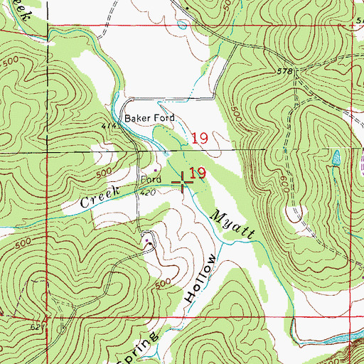 Topographic Map of Wolf Creek, AR