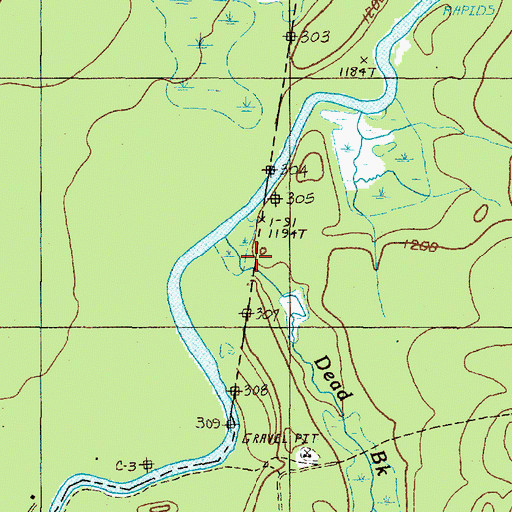 Topographic Map of Dead Brook, ME
