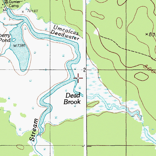 Topographic Map of Dead Brook, ME