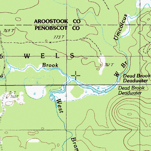 Topographic Map of Dead Brook, ME