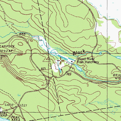 Topographic Map of Dead River Fish Hatchery, ME