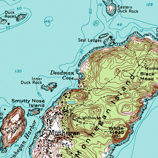 Topographic Map of Deadman Cove, ME