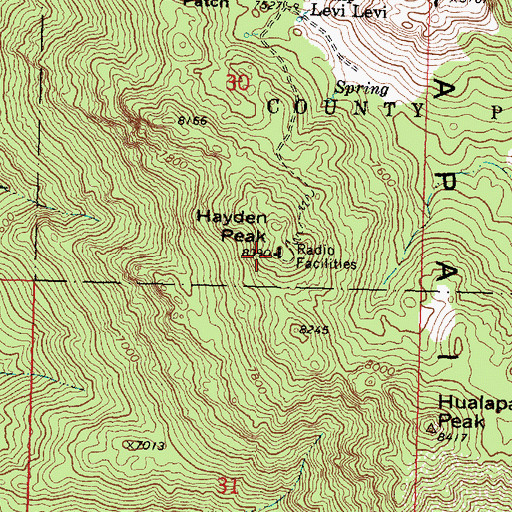 Topographic Map of Hayden Peak, AZ