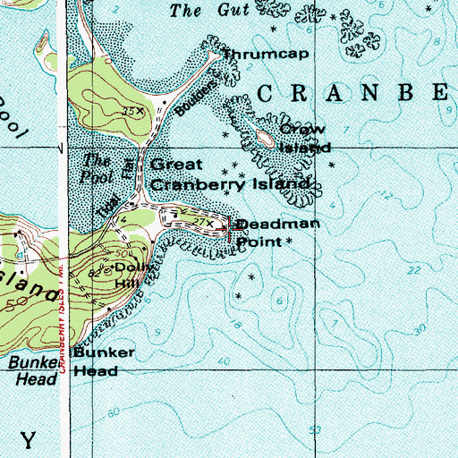 Topographic Map of Deadman Point, ME