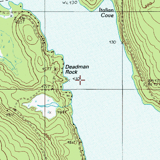 Topographic Map of Deadman Rock, ME