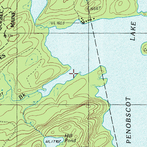 Topographic Map of Deadwater Brook, ME