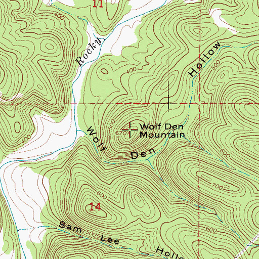 Topographic Map of Wolf Den Mountain, AR