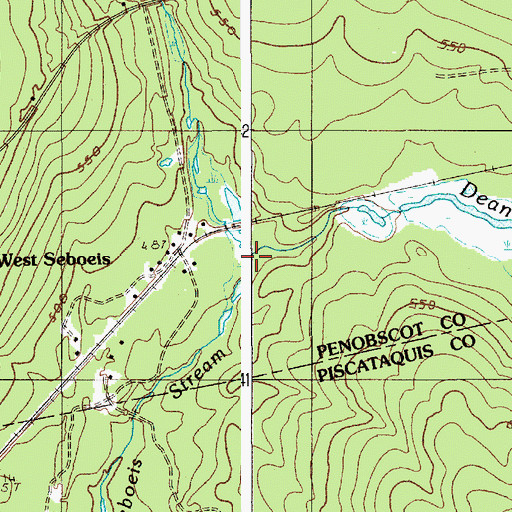 Topographic Map of Dean Brook, ME